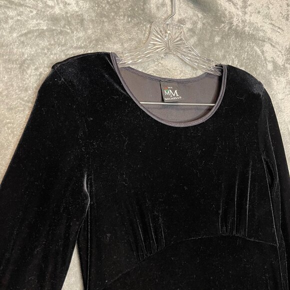 Women Classy Whimsigoth Witchy Dark Romantic Black Velvet Maxi Dress S* - Picture 3 of 11